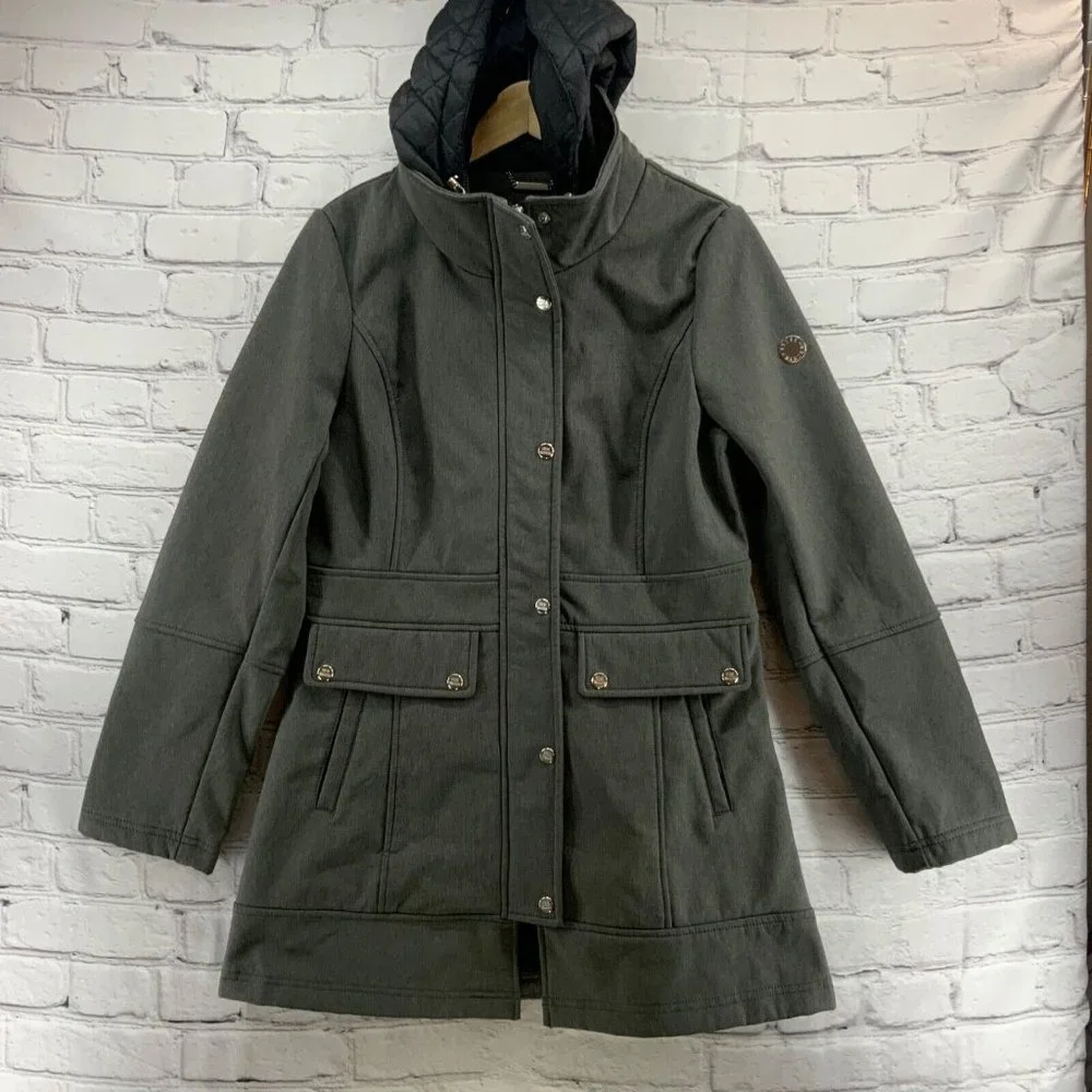 Steve Madden Jacket Long Coat Womens Sz S Small Gray Hooded